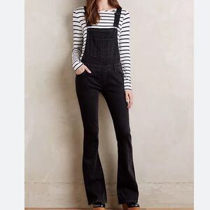 PAIGE Tavie Flare Denim Overalls Raven Black Sz 30 EUC